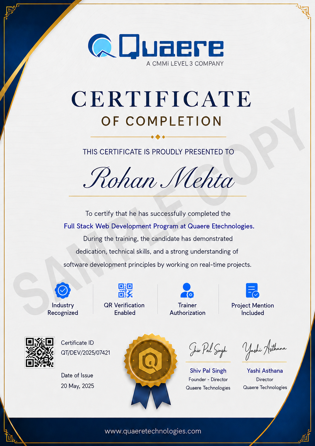 Vocational Training Certificate